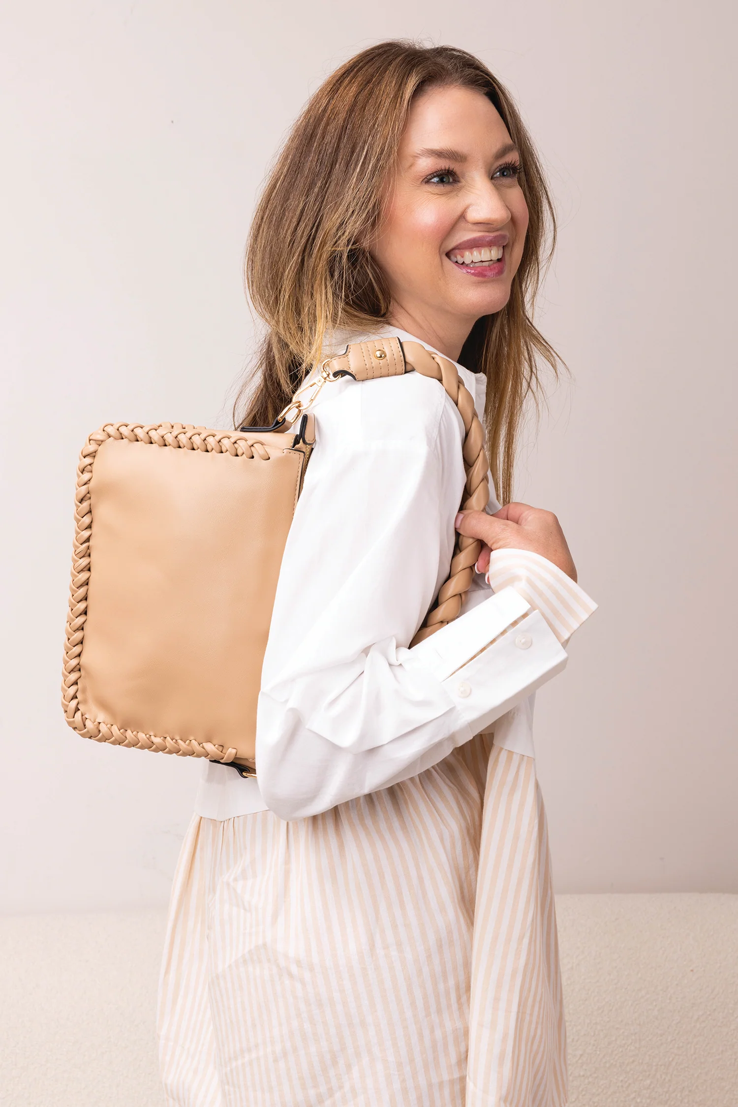 Judith Vegan Whipstitch Shoulder Bag - Image 5