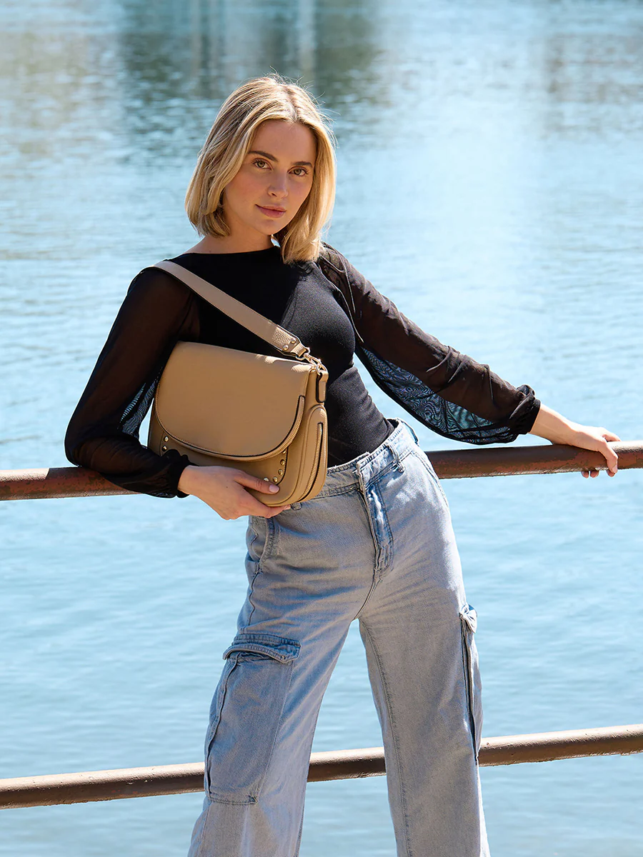 Monet Vegan Grommet Saddle Bag - Image 5